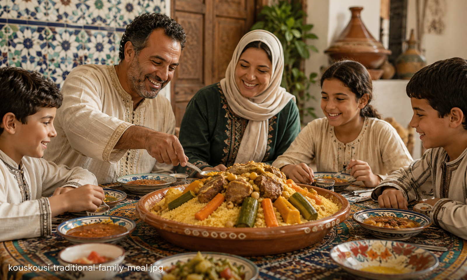 traditional Kouskousi family meal and cultural dining experience